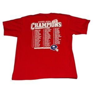 Vintage NEW YORK GIANTS SUPERBOWL XLII Reebok Red Short Sleeve T Shirt Mens L